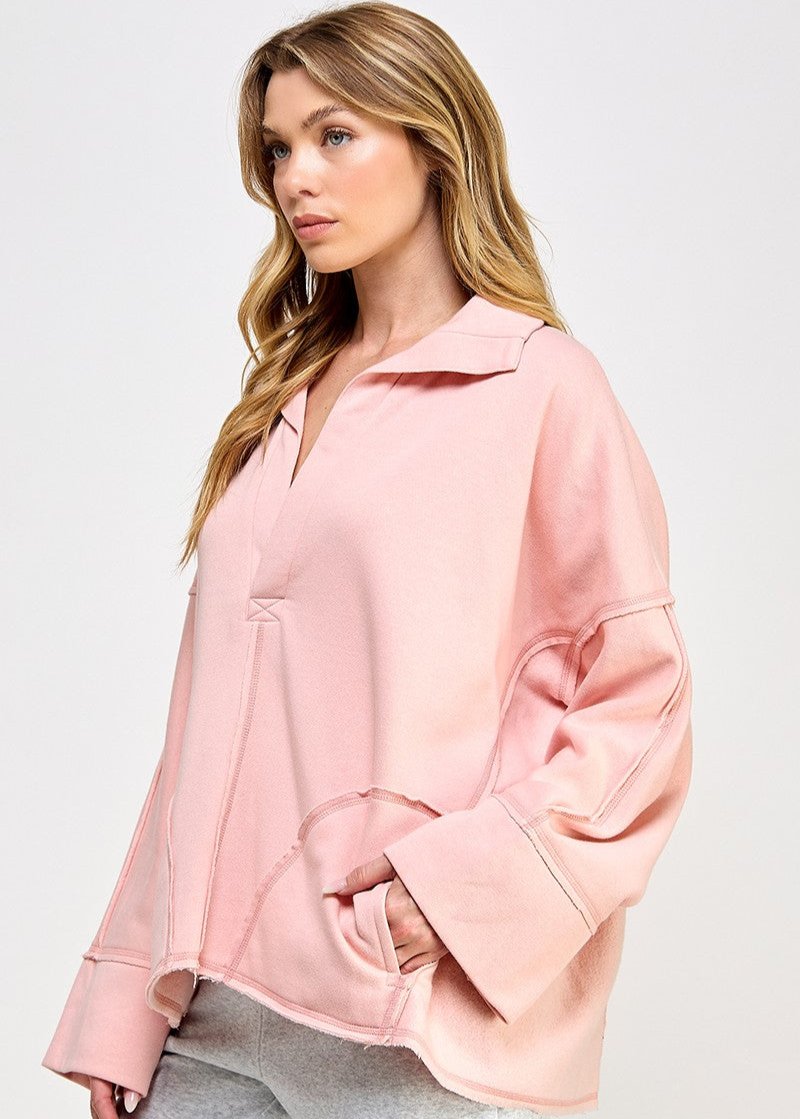 Roll With It Pullover | Pink