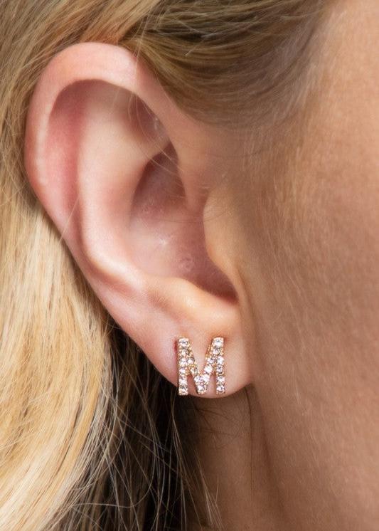 Crystal Initial Stud Earrings