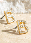 Crystal Initial Stud Earrings