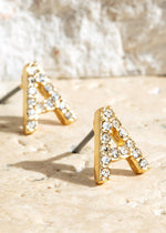 Crystal Initial Stud Earrings