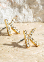 Crystal Initial Stud Earrings