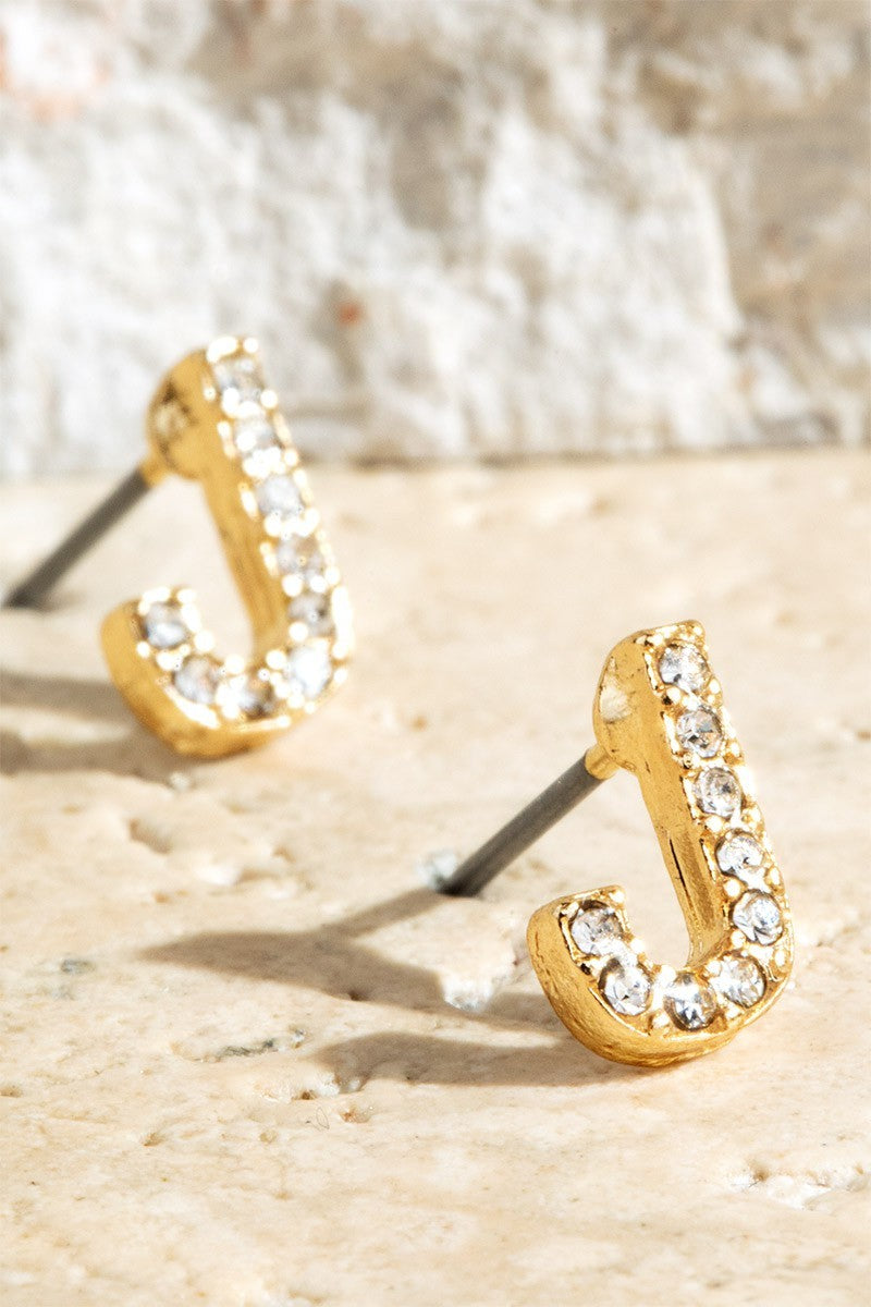 Crystal Initial Stud Earrings