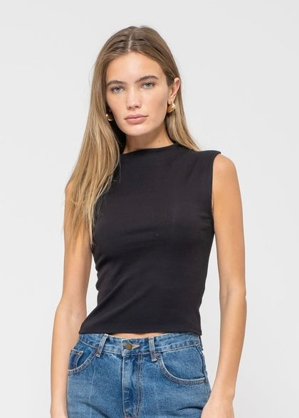 Basic Fall Mock Neck Top | Black