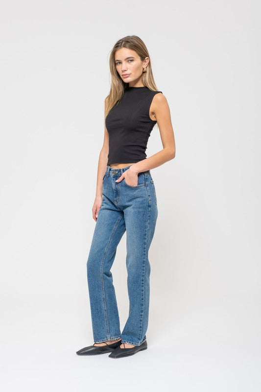 Basic Fall Mock Neck Top | Black